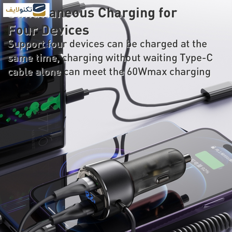 شارژر فندکی 60 وات یسیدو مدل Y58 به همراه کابل تبدیل USB-C/لایتنینگ شارژر فندکی 60 وات یسیدو مدل Y58 به همراه کابل تبدیل USB-C/لایتنینگ