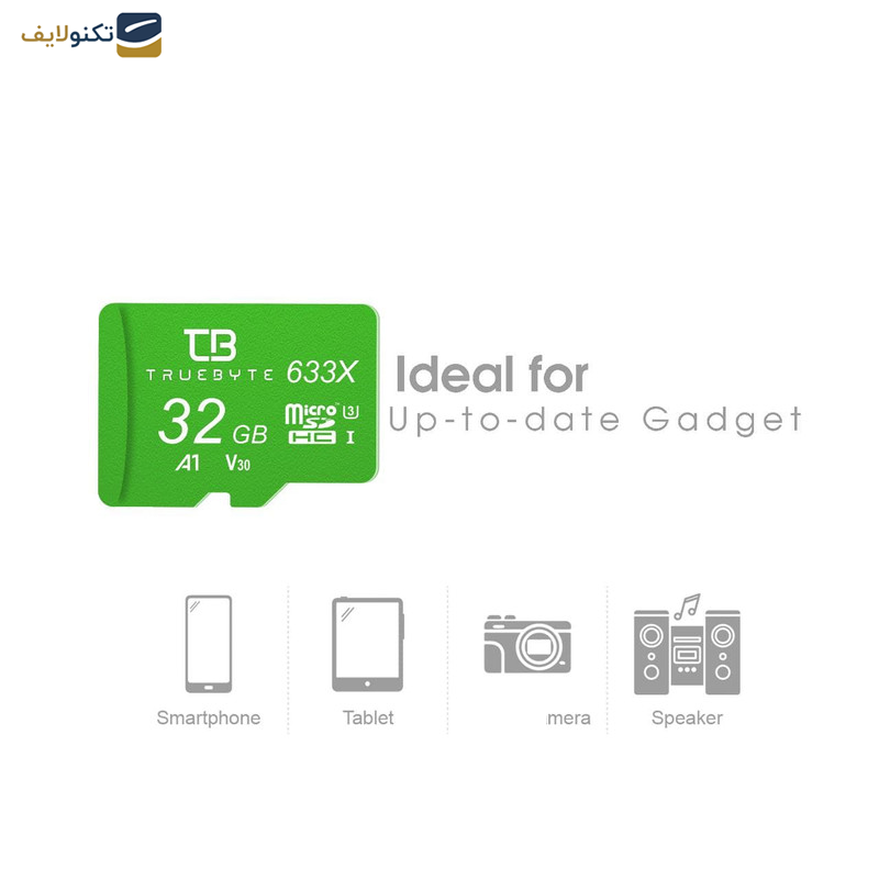 کارت حافظه microSD HC تروبایت مدل 633X-A1-V30 کلاس 10 استاندارد UHS-I U3 ظرفیت 32 گیگابایت به همراه کارت خوان کارت حافظه microSD HC تروبایت مدل 633X-A1-V30 کلاس 10 استاندارد UHS-I U3 ظرفیت 32 گیگابایت به همراه کارت خوان