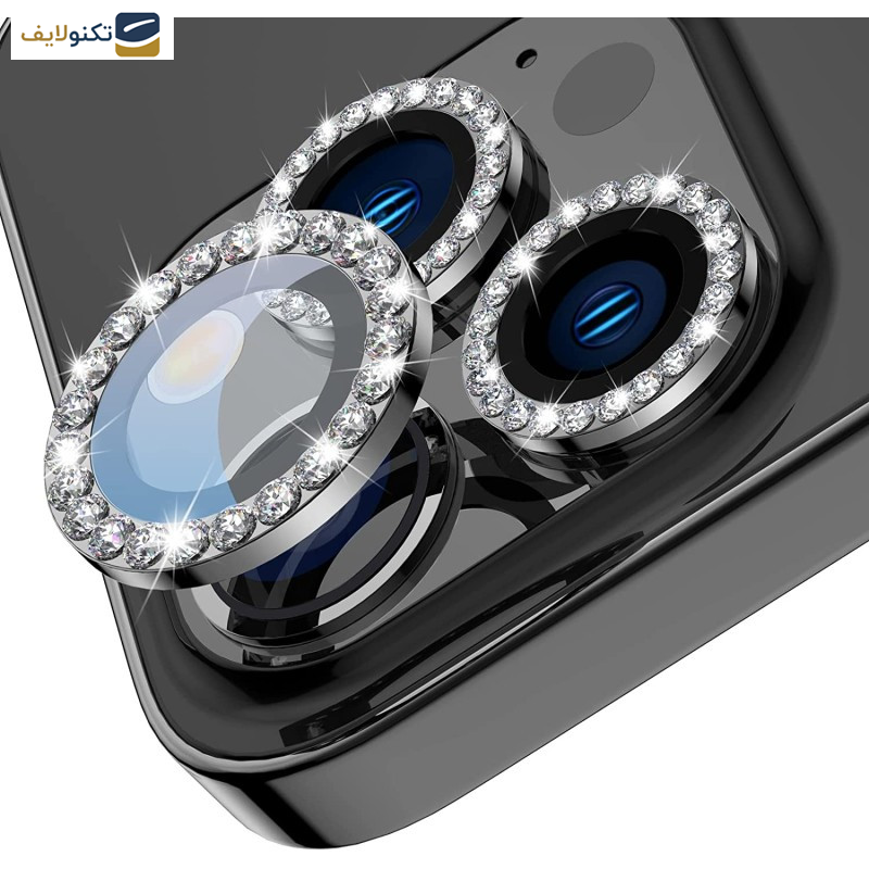 محافظ لنز دوربین کمرا فیلم مدل رینگی نگین دار مناسب برای گوشی موبایل اپل iPhone 13 promax