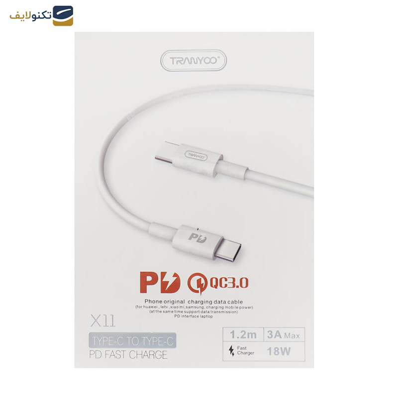 کابل تبدیل USB-C ترانیو مدل X11 طول 1.2متر کابل تبدیل USB-C ترانیو مدل X11 طول 1.2متر
