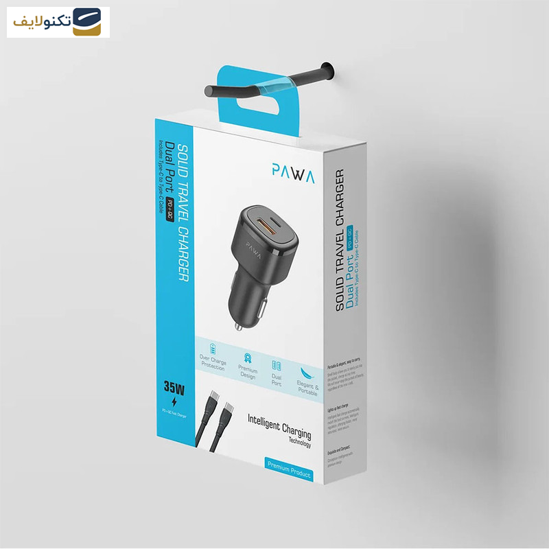 شارژر فندکی 48 وات پاوا مدل Solid CarCharger به همراه کابل USB-C شارژر فندکی 48 وات پاوا مدل Solid CarCharger به همراه کابل USB-C