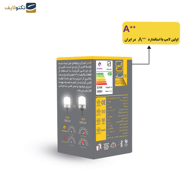 لامپ 12 وات شی کاریزما مدل ارسلان پایه E27