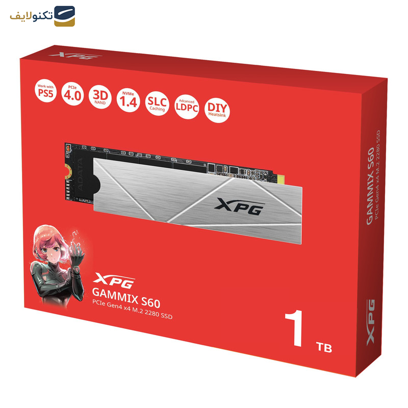 اس اس دی اینترنال ای دیتا ایکس پی جی مدل GAMMIX S60 PCIe Gen4 x4 M.2 2280 ظرفیت یک ترابایت اس اس دی اینترنال ای دیتا ایکس پی جی مدل GAMMIX S60 PCIe Gen4 x4 M.2 2280 ظرفیت یک ترابایت