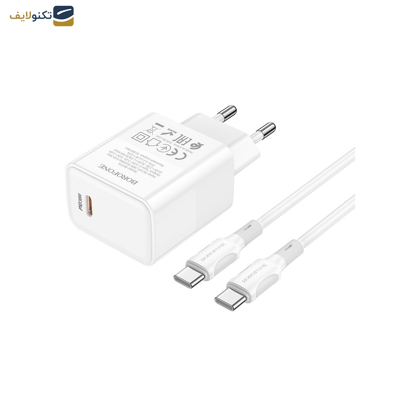 شارژر دیواری 30 وات بروفون مدل BA77A PD به همراه کابل تبدیل usb-c