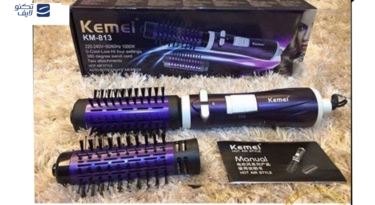 سشوار برس دار چرخشی کیمی مدل KM-813