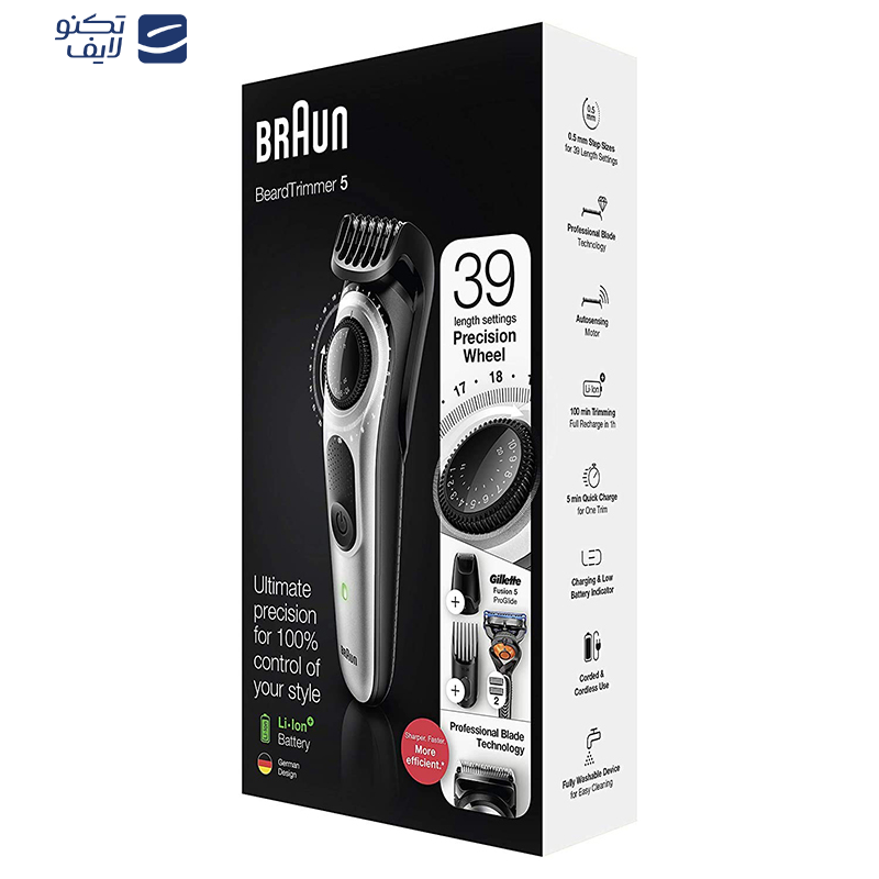 ماشین اصلاح موی سر و صورت براون مدل BT5265، منبع انرژی باتری، تکنولوژی اصلاح به صورت برش مستقیم، مدت زمان شارژ 60 دقیقه و مدت زمان استفاده پس از شارژ 100 دقیقه، به همراه برس تمیزکننده، قابلیت شستوشو و تنظیم سرعت موتور، نشانگر LED ماشین اصلاح موی سر و صورت براون مدل BT5265، منبع انرژی باتری، تکنولوژی اصلاح به صورت برش مستقیم، مدت زمان شارژ 60 دقیقه و مدت زمان استفاده پس از شارژ 100 دقیقه، به همراه برس تمیزکننده، قابلیت شستوشو و تنظیم سرعت موتور، نشانگر LED