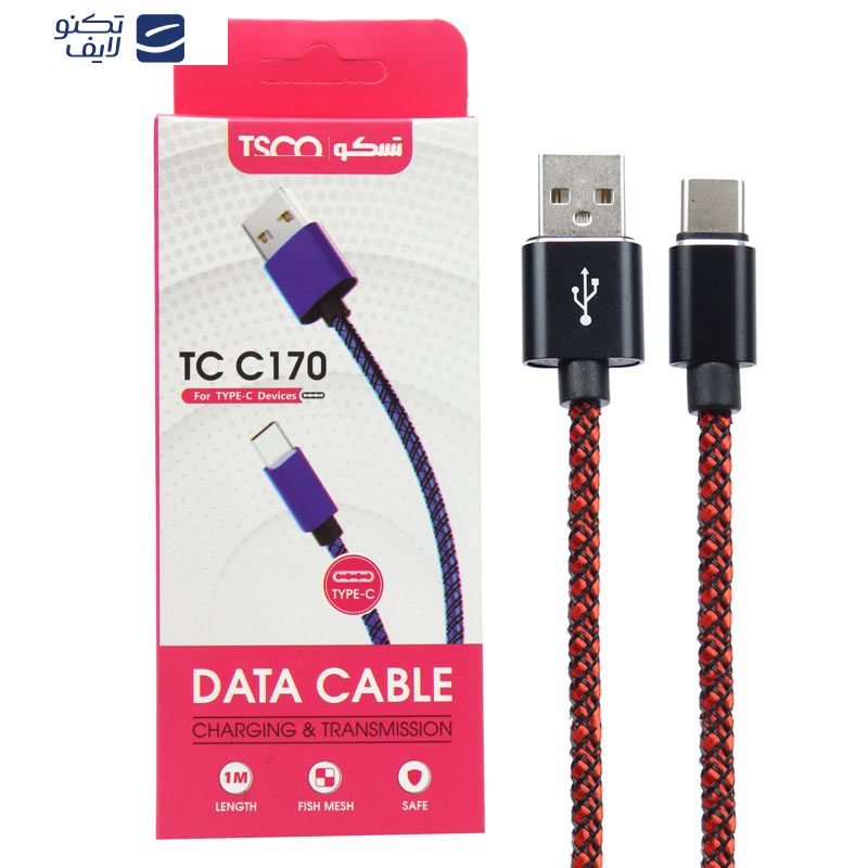 کابل تبدیل USB به USB-C تسکو مدل TCC 170 طول 1 متر کابل تبدیل USB به USB-C تسکو مدل TCC 170 طول 1 متر