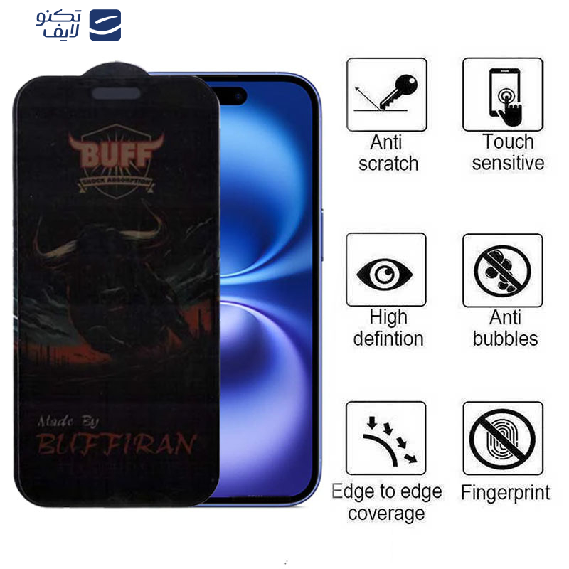 محافظ صفحه نمایش حریم شخصی بوف مدل BullRun Privacy Pro مناسب برای گوشی موبایل اپل iPhone 16/15 محافظ صفحه نمایش حریم شخصی بوف مدل BullRun Privacy Pro مناسب برای گوشی موبایل اپل iPhone 16/15