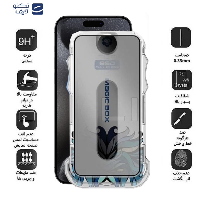 محافظ صفحه نمایش حریم شخصی اپیکوی مدل Lion Privacy Easy Install مناسب برای گوشی موبایل اپل iPhone 15 Pro به همراه کیت نصب محافظ صفحه نمایش حریم شخصی اپیکوی مدل Lion Privacy Easy Install مناسب برای گوشی موبایل اپل iPhone 15 Pro به همراه کیت نصب