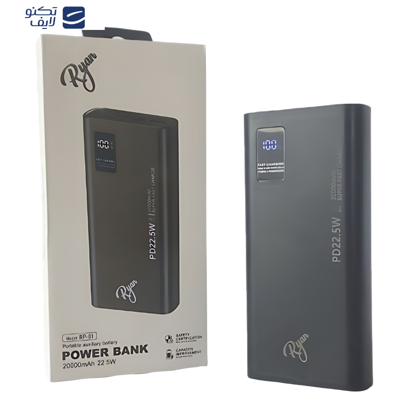 پاوربانک ریان مدل RP-01  ظرفیت 20000 میلی آمپر ساعت
