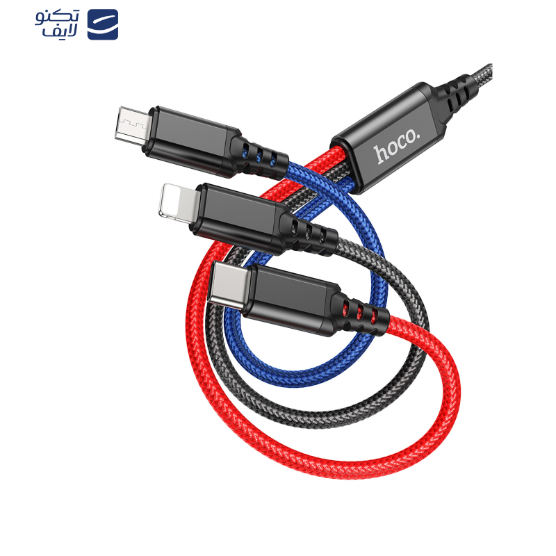 کابل تبدیل USB به لایتنینگ/ MICRO USB/USB-C هوکو مدل X76 3IN1 طول 1 متر کابل تبدیل USB به لایتنینگ/ MICRO USB/USB-C هوکو مدل X76 3IN1 طول 1 متر