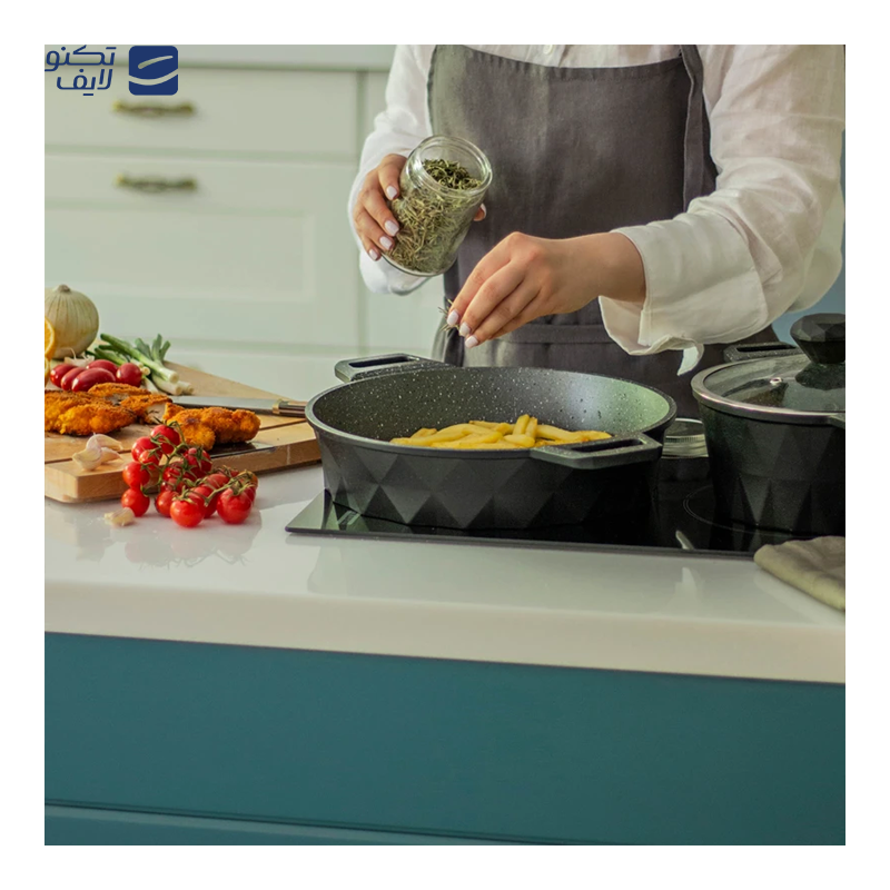 تابه دودسته تکنو مدل دایموند سایز 28 تابه دودسته تکنو مدل دایموند سایز 28