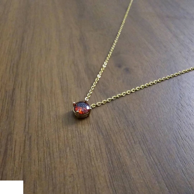 گردنبند طلا 18 عیار زنانه شمیم گلد گالری طرح مینیمال یاقوت قرمز