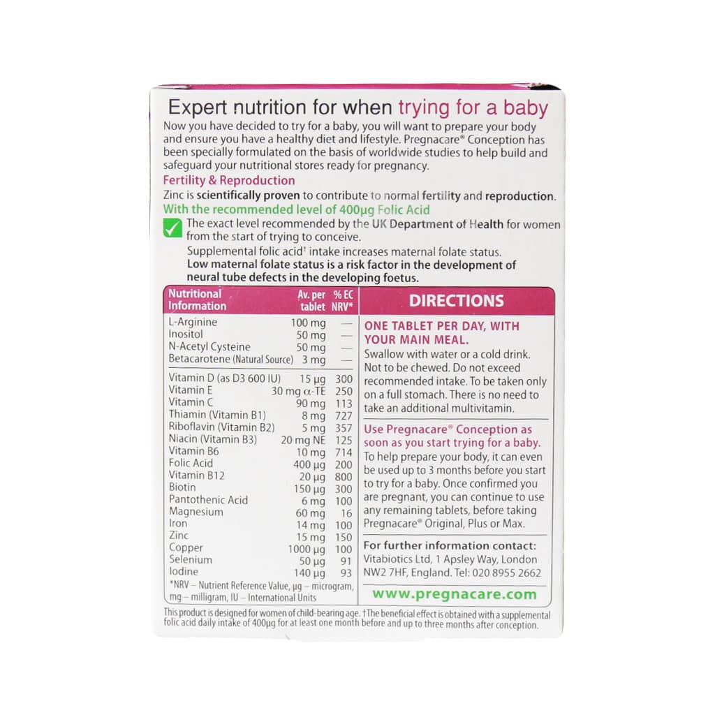 قرص پرگناکر کانسپشن ویتابیوتیکس 30 عدد قرص پرگناکر کانسپشن ویتابیوتیکس 30 عدد