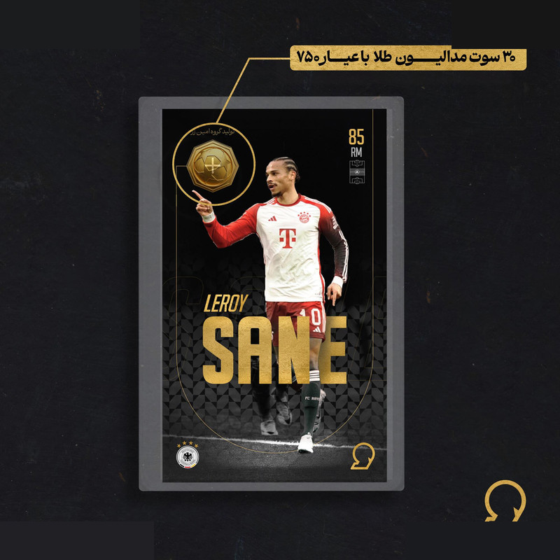 طلا گرمی 18 عیار مدوپد مدل SANE طرح فوتبالی 2025 کد SO10107 طلا گرمی 18 عیار مدوپد مدل SANE طرح فوتبالی 2025 کد SO10107