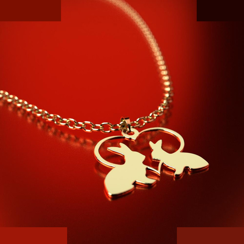 نیم ست طلا 18 عیار زنانه مدوپد مدل دو خرگوش کد NA12919