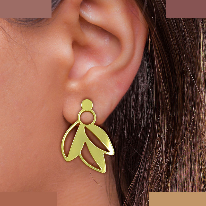 نیم ست طلا 18 عیار زنانه مدوپد مدل برگ کد NA11777