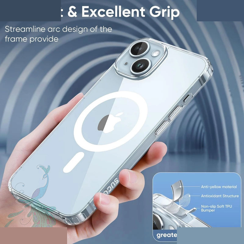 کاورگوشی موبایل اپل iPhone 15 پیکوک مدل Clear Magsafe