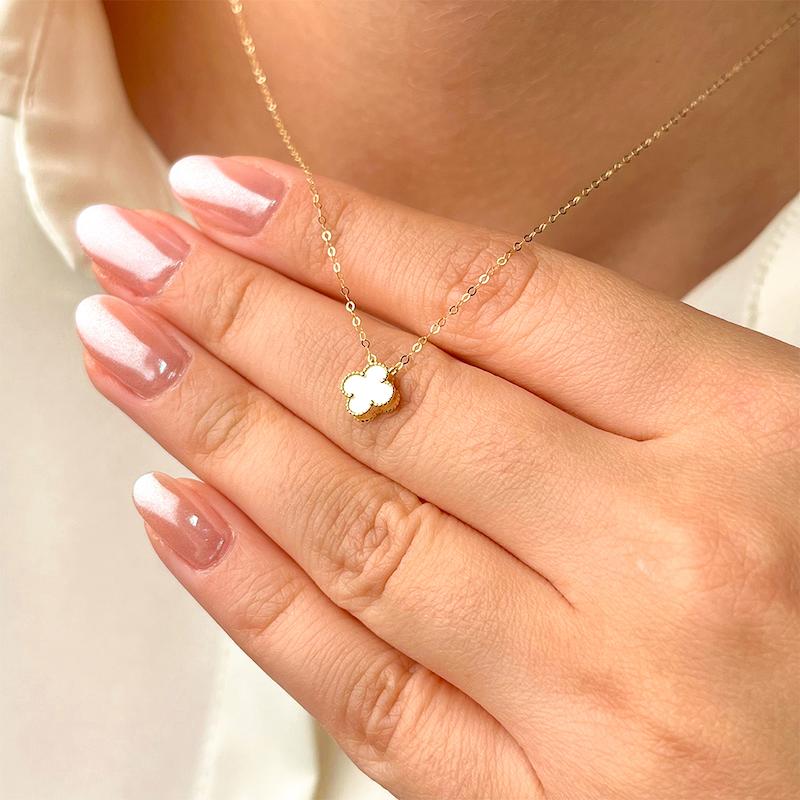 گردنبند طلا 18 عیار زنانه دیانا مدل ونکلیف سفید