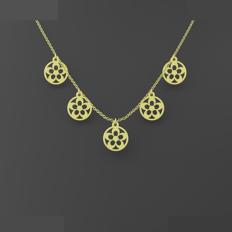 گردنبند طلا 18 عیار زنانه مدوپد مدل گل کد RNA11028