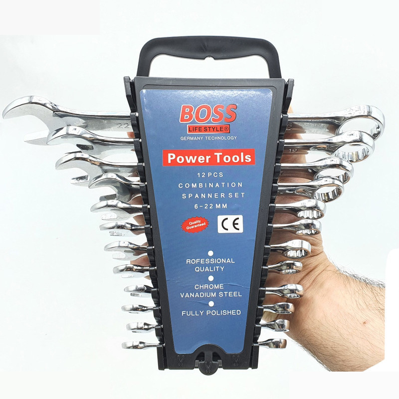 آچار یکسر تخت و یکسر رینگی باس مدل LIFE-STYLE مجموعه 12 عددی