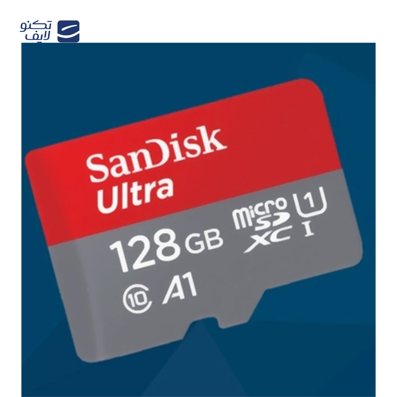 کارت حافظه microSDXC سن دیسک مدل Ultra A1 کلاس 10 استاندارد UHS-I U1 سرعت 100MBps ظرفیت 128 گیگابایت