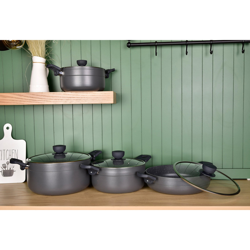 سرویس قابلمه و تابه گرانیتی 8 پارچه یونیک مدل رویال کد 8198