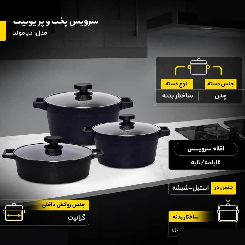 سرویس پخت و پز 8 پارچه یونیک مدل دیاموند کد 8500