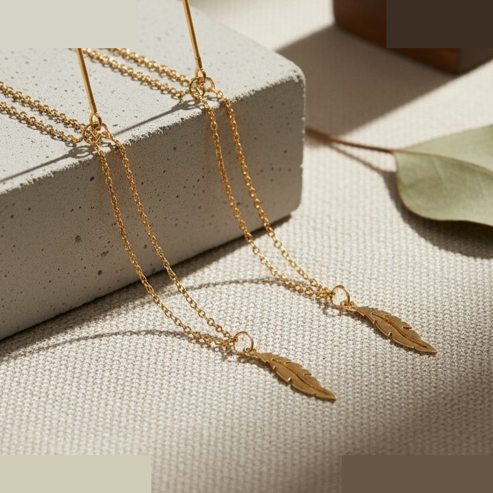 گوشواره بخیهای طلا 18 عیار زنانه گالری قو طلایی مدل 2361