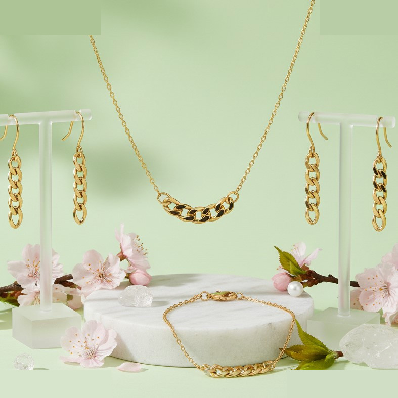 نیم ست طلا 18 عیار زنانه گالری قو طلایی مدل کارتیه فلامینگو سبک