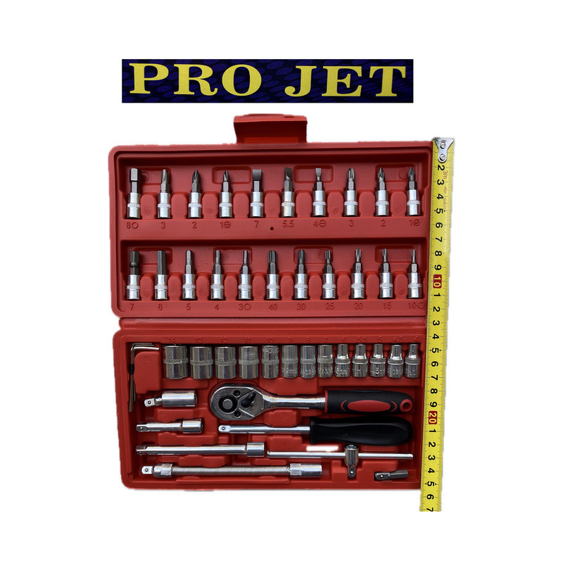 جعبه آچار بکس مدل PRO JET مجموعه 46 عددی جعبه آچار بکس مدل PRO JET مجموعه 46 عددی