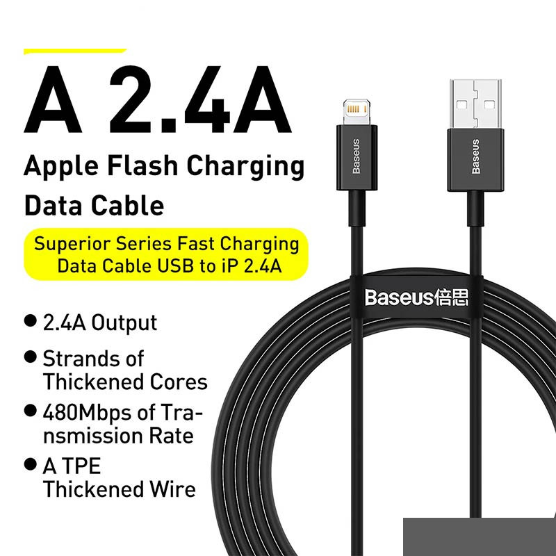 کابل تبدیل usb به لایتنینگ بیسوس مدل CALYS-A طول 1 متر کابل تبدیل usb به لایتنینگ بیسوس مدل CALYS-A طول 1 متر