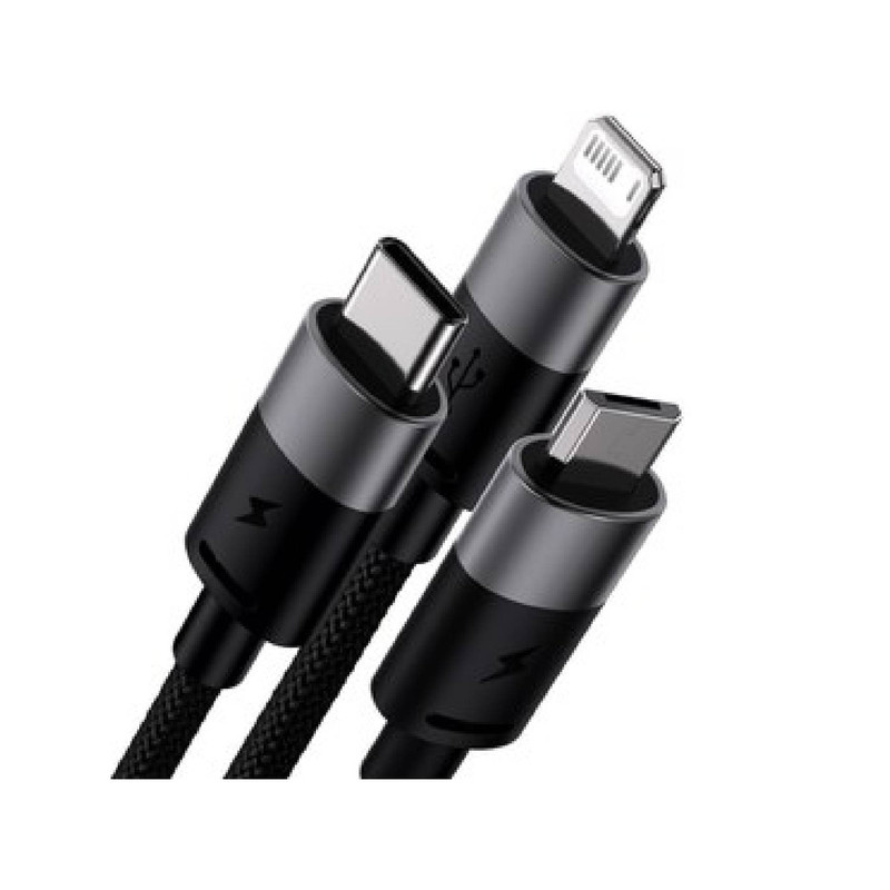 کابل تبدیل USB به لایتنینگ/USB-C/microUSB باسئوس مدل Star Speed طول 1.2 متر کابل تبدیل USB به لایتنینگ/USB-C/microUSB باسئوس مدل Star Speed طول 1.2 متر