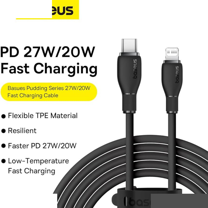 کابل تبدیل USB-C به لایتنینگ بیسوس مدل Pudding Series Gentle 20W طول 120 سانتی متر کابل تبدیل USB-C به لایتنینگ بیسوس مدل Pudding Series Gentle 20W طول 120 سانتی متر