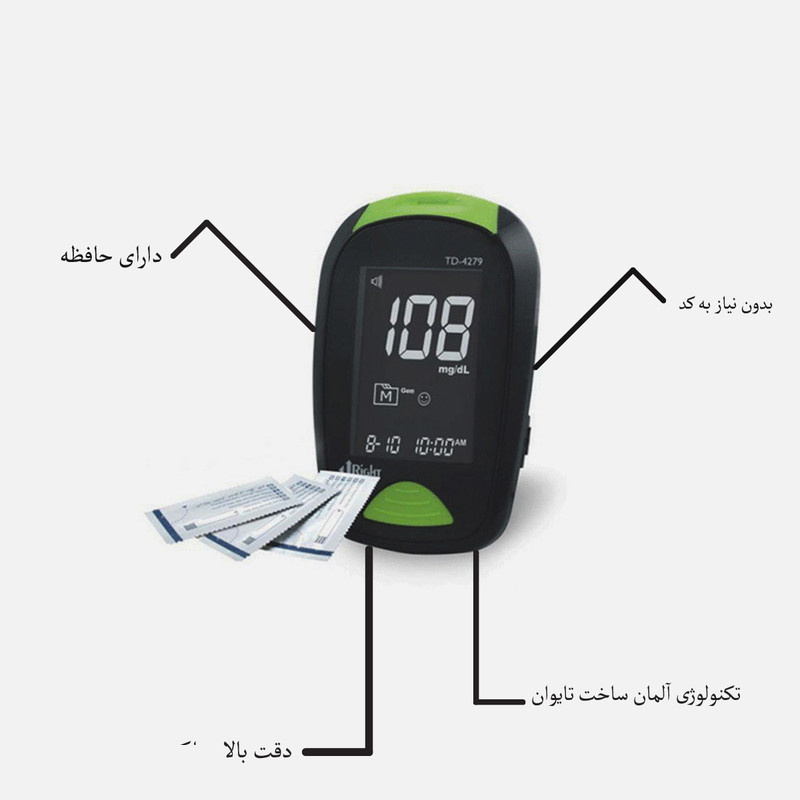 دستگاه تست قند خون یو رایت مدل TD-4279 به همراه نوار بسته 50 عددی دستگاه تست قند خون یو رایت مدل TD-4279 به همراه نوار بسته 50 عددی