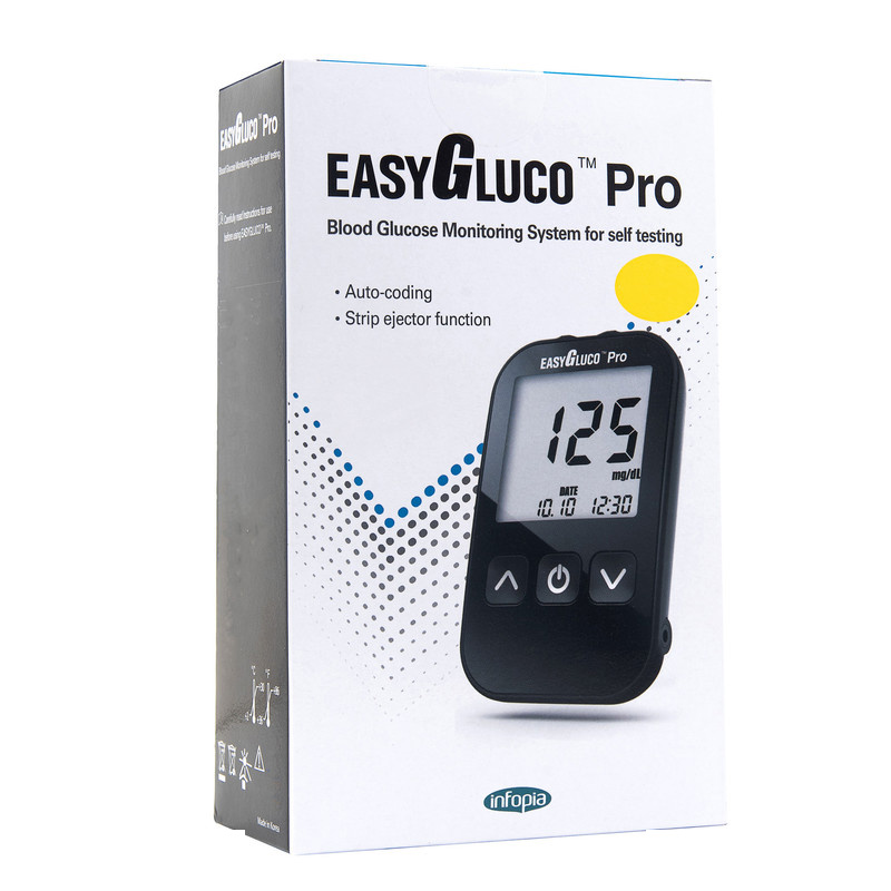 دستگاه تست قند خون اینفوپیا مدل Easy Gluco Pro به همراه نوار تست قند خون مجموعه 250 عددی دستگاه تست قند خون اینفوپیا مدل Easy Gluco Pro به همراه نوار تست قند خون مجموعه 250 عددی