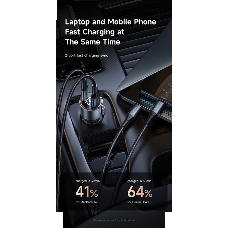 شارژر فندکی 75وات دو پورت مک دودو مدل CC-3690