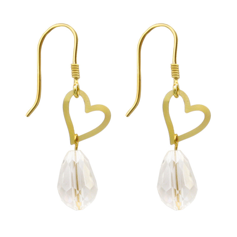 گوشواره طلا 18 عیار زنانه مانچو طرح قلب کد efgs015