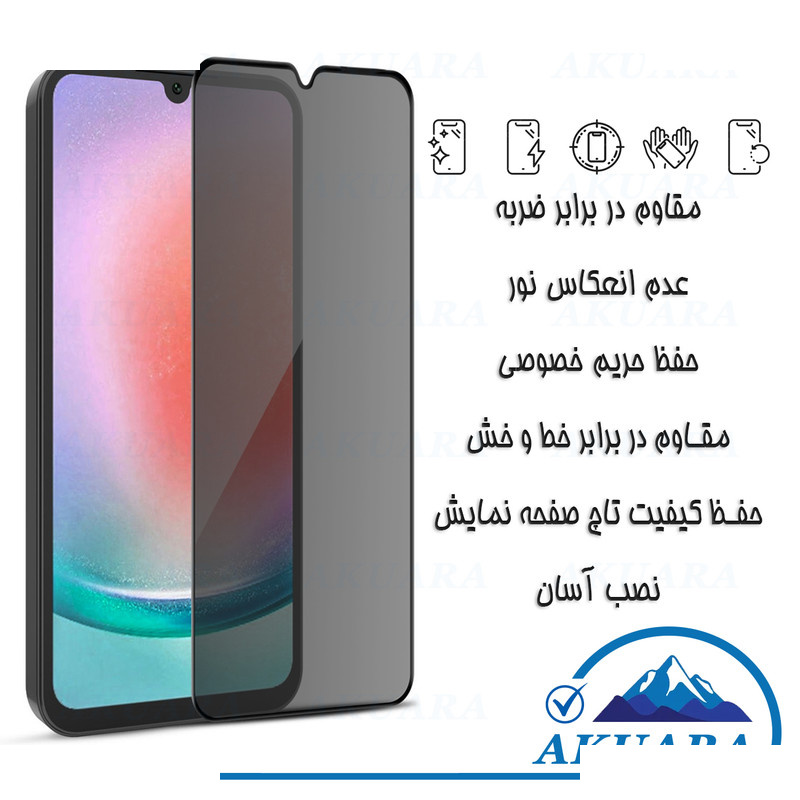 محافظ صفحه نمایش حریم شخصی آکوآرا مدل PRV AKU مناسب برای گوشی موبایل سامسونگ Galaxy S23 FE مجموعه سه عددی محافظ صفحه نمایش حریم شخصی آکوآرا مدل PRV AKU مناسب برای گوشی موبایل سامسونگ Galaxy S23 FE مجموعه سه عددی