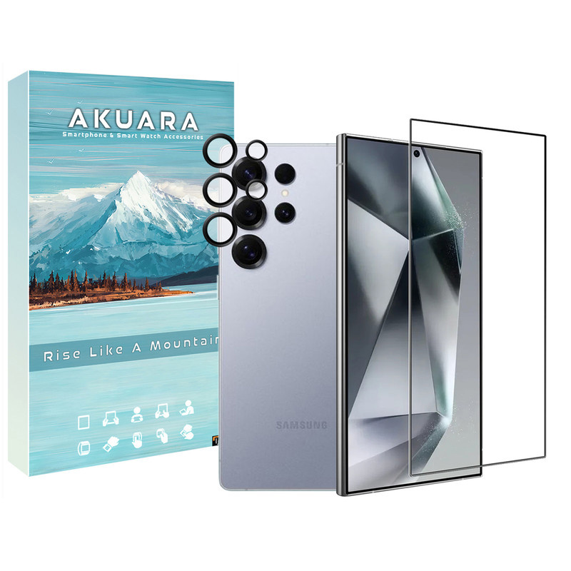 محافظ صفحه نمایش آکوآرا مدل Full-Pack مناسب برای گوشی موبایل سامسونگ Galaxy S24 Ultra 5G به همراه محافظ لنز دوربین
