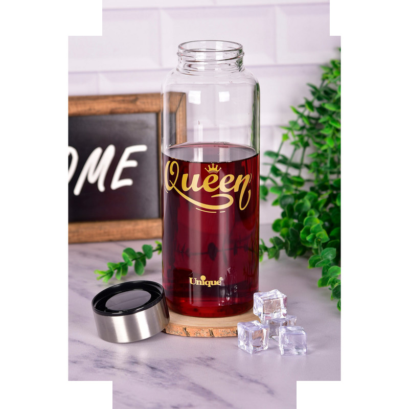 بطری شیشه ای یونیک طرح queen کد 3052