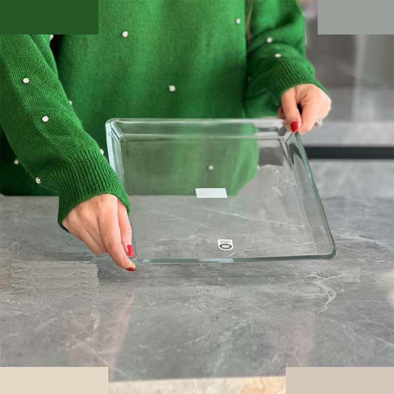 شیرینی خوری لیمون مدل مربع شیشه ای کد 2286