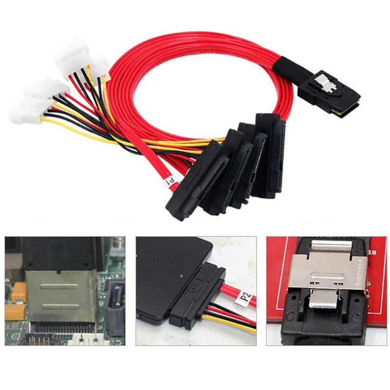 کابل تبدیل Mini SAS SFF-8087 به 4 پورت SFF-8482 29-Pin با برق 4 پین اسمارطور مدل SM81 طول 1 متر کابل تبدیل Mini SAS SFF-8087 به 4 پورت SFF-8482 29-Pin با برق 4 پین اسمارطور مدل SM81 طول 1 متر
