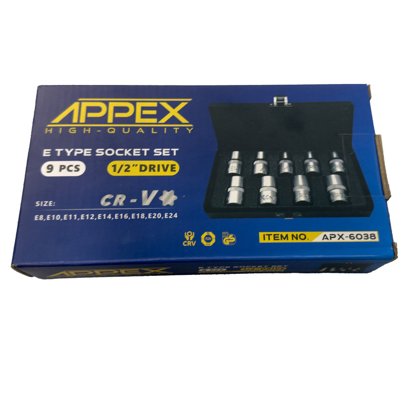 آچار بکس اپکس مدل SMT-ETYPE SOCET SET-9OCS-APX-6038 مجموعه 9 عددی آچار بکس اپکس مدل SMT-ETYPE SOCET SET-9OCS-APX-6038 مجموعه 9 عددی