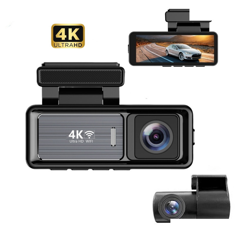 دوربین ثبت وقایع خودرو اتوویژن مدل M6 4K-WiFi به همراه دوربین عقب و کیت برق مستقیم