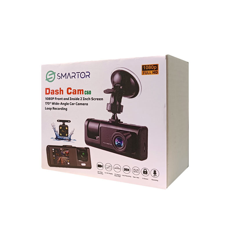 دوربین ثبت وقایع خودرو اسمارطور مدل C60-WiFi به همراه دوربین دنده عقب