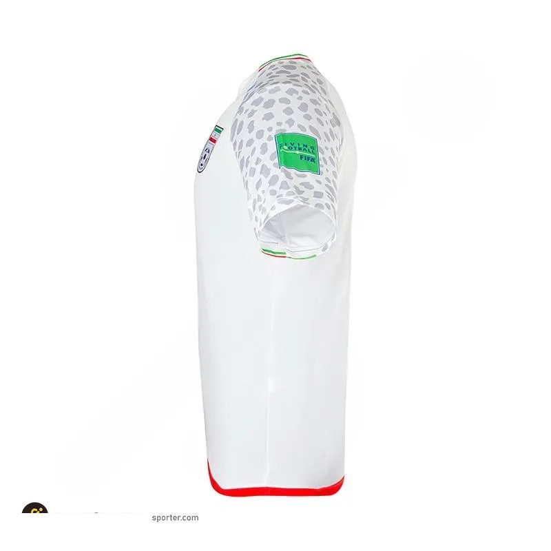 ست تی شرت و شلوارک ورزشی مردانه مروژ مدل ایران جام جهانی قطر کد 2022H سفید