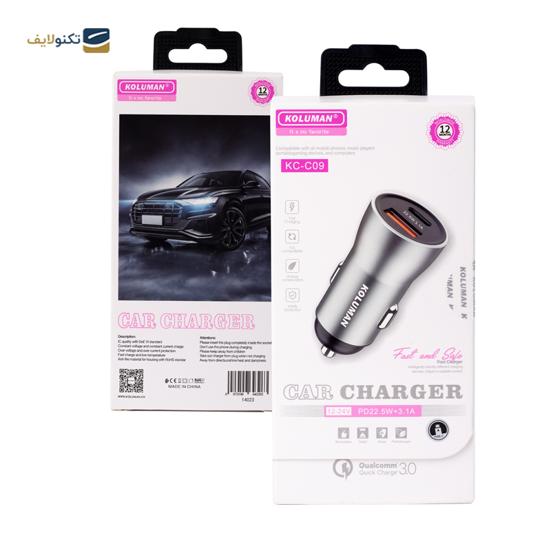 gallery- شارژر فندکی کلومن مدل KC-C01 به همراه کابل تبدیل USB - C copy.png