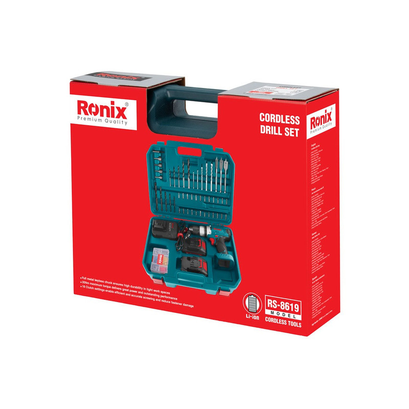 مجموعه 53 عددی دریل چکشی رونیکس مدل RS-8619 مجموعه 53 عددی دریل چکشی رونیکس مدل RS-8619