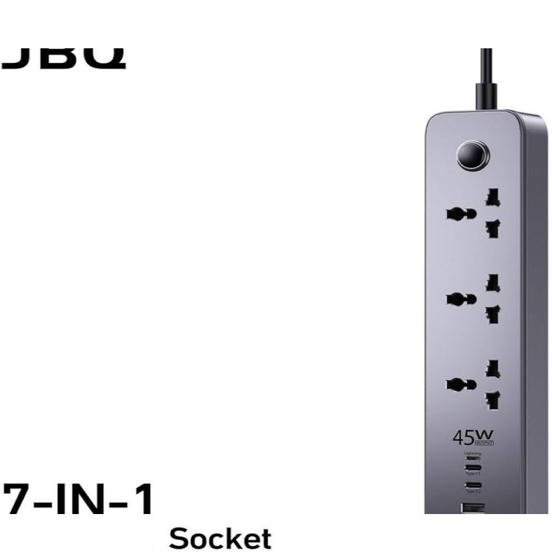 چندراهی برق جی بی کیو مدل 7in1 extention socket چندراهی برق جی بی کیو مدل 7in1 extention socket